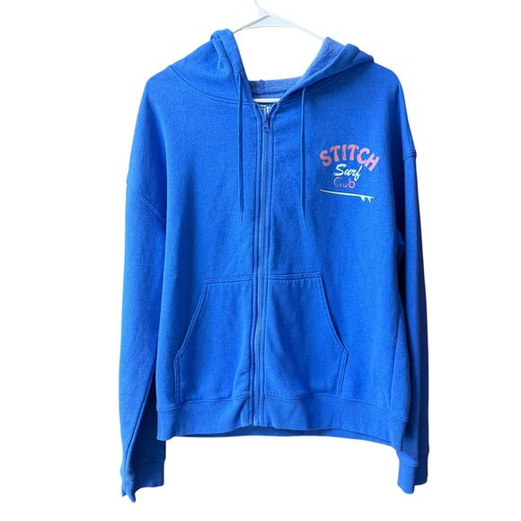 Disney Stitch Women's XL Royal Blue Full Zip Surf Club Large Back Graphics - Picture 2 of 6